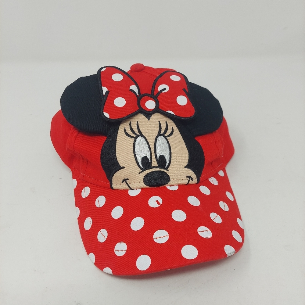 Disney Minnie Mouse Youth Baseball Cap Red Polka Dot Ears Bow Girl's Cap